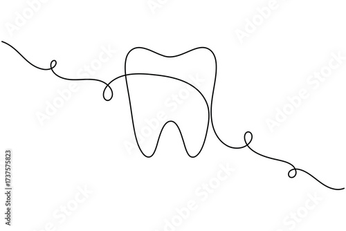 Dentistry teeth continuous one line drawing minimalist clean smile healthy dental vector illustration