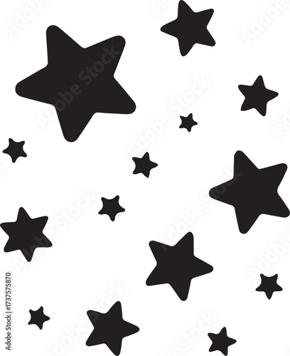 Festive new year silhouette elements sparkling stars scatter graphic celebration ambiance