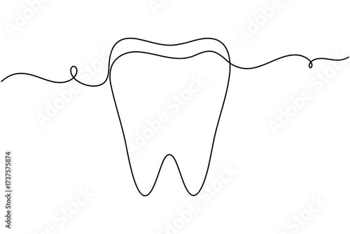 Dentistry teeth continuous one line drawing minimalist clean smile healthy dental vector illustration
