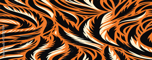 Tiger skin vectand illustration highlighting wild fur stripes and texture, ideal fand artistic wallpaper designs, fabric patterns, and tiles.
