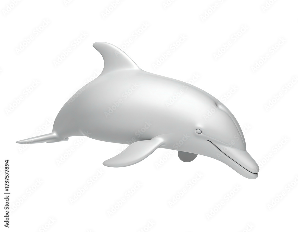 Fototapeta premium 3D-rendered, smooth, monochrome dolphin swimming against a stark black background