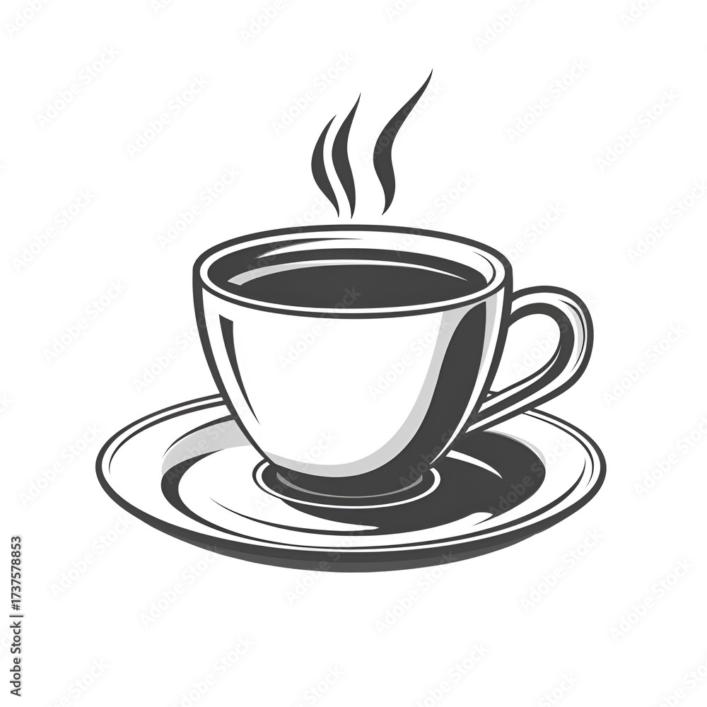 Obraz premium Simple grayscale coffee cup illustration