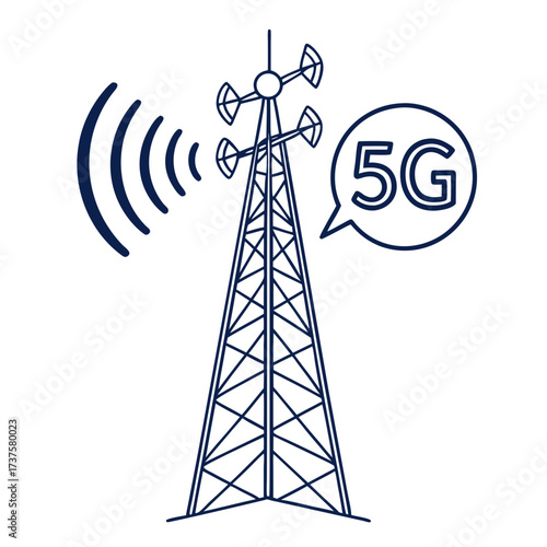 5g network tower, telecommunication technology concept
