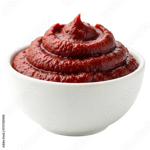 Gochujang paste in white bowl, korean chili paste image
