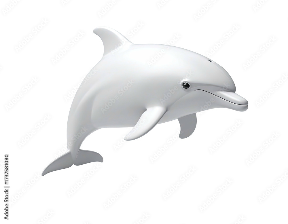Fototapeta premium 3D rendered sleek white dolphin gracefully angled, set against black background