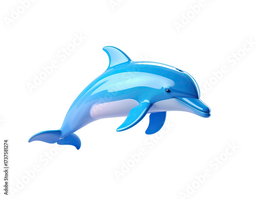 A stylized, vibrant blue dolphin rendered with smooth gradients, isolated on black