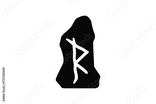 Ancient viking rune stone carved with a symbol representing strength and protection silhouette