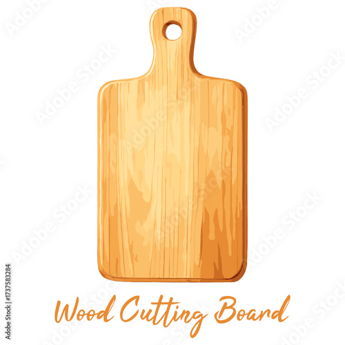 wood cutting board in watercolor illustration style, isolated vector on white background