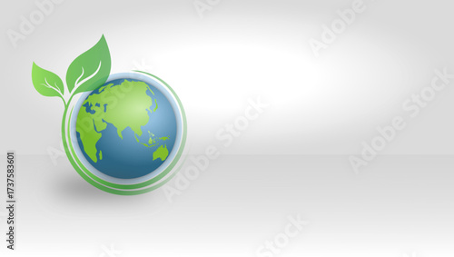 A stylized globe with green leaves encircling the Earth, symbolizing sustainability and eco-friendly practices. Ideal for ozone campaigns, green energy, and global conservation messaging