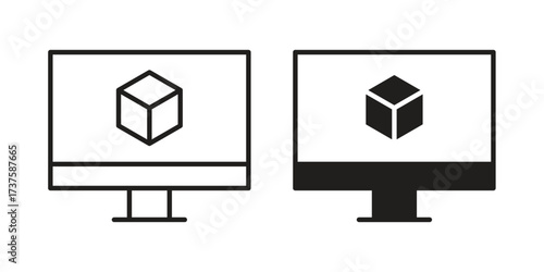 Computer simulation icon art in black and white