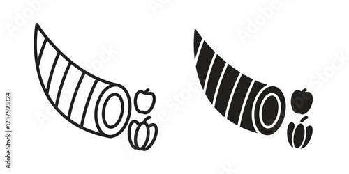 Cornucopia icon art in black and white