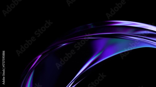 Abstract background animation, glass shape with color refraction effect, 4k seamless looping video, 3d render