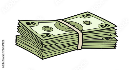 Dollar Banknotes Bundle Drawing