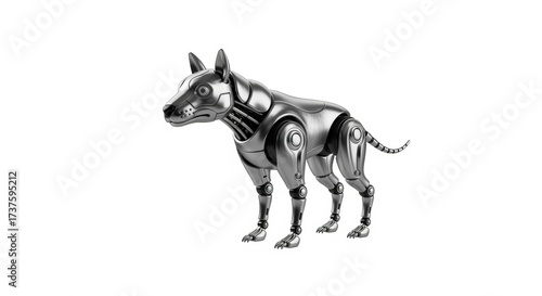 Sleek Silver Robotic Dog on a White Background