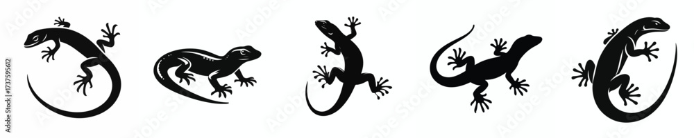 Naklejka premium vector black and white silhouette of a house lizard