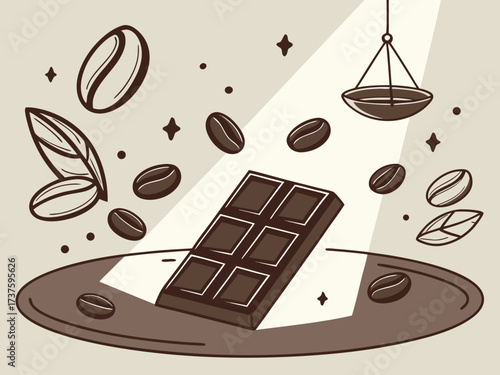 Coffee beans. Dark roast coffee beans falling down. Chocolate and coffee beans flying. High quality photo