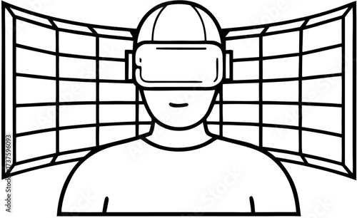 Person Wearing VR Headset Experiencing Virtual Reality World