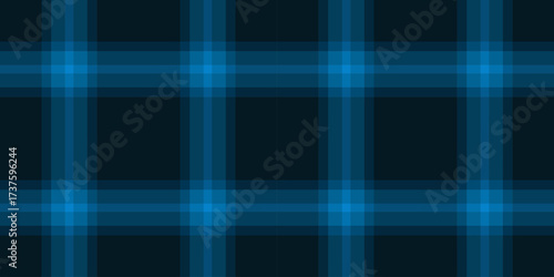 Modern blue plaid pattern on dark background. Versatile backdrop for graphic design, websites, or textiles. Evokes trust, order, and futuristic themes.