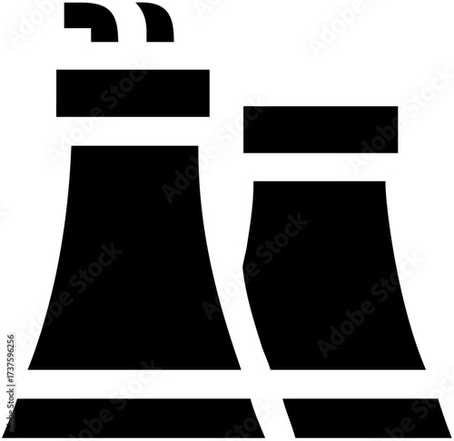 Nuclear Plant Power Station Energy Production Symbol Industrial Reactor Cooling Tower Industry