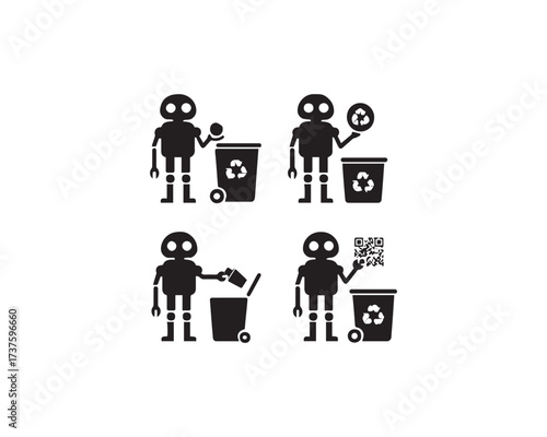 Smart Recycling robots icon vector design illustration.