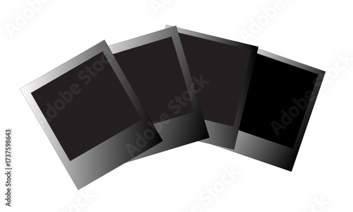 Set of four vintage polaroid photo frame vector mockups with a slight gradient for retro memory and photography elements