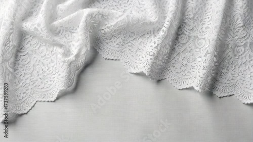 Elegant White Lace Fabric Texture Background for Fashion and Design.