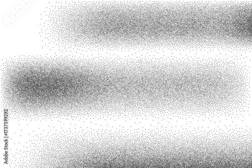 Noise splashes spots line pattern gradient. Grain stippled background. Grunge abstract dotwork texture. Dots gradation overlay. Vector distressed speckle effect backdrop.
