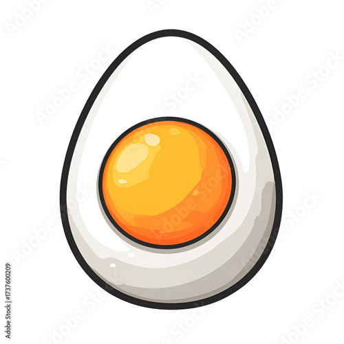 Single egg with vibrant yolk simple illustration