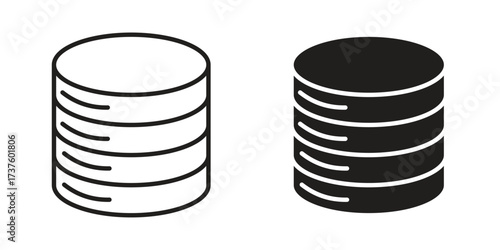 Cylinder database icon art in black and white