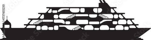 Collection of diverse watercraft silhouettes including a submarine warship and passenger ferry