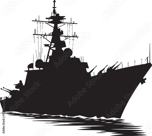 Diverse black silhouette collection of naval and civilian vessels
