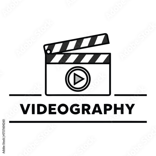 Cinematography icon clapperboard play button videography symbol digital media production graphic