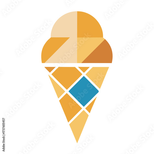 Stylized Waffle Cone with Ice Cream Scoops