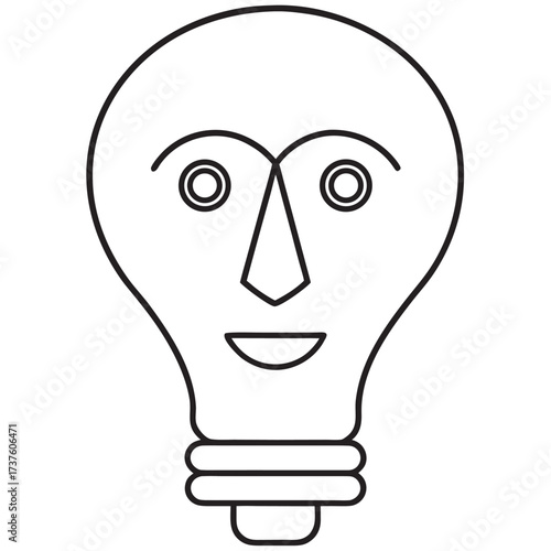 Vector Line Art Face with Starry Eyes
