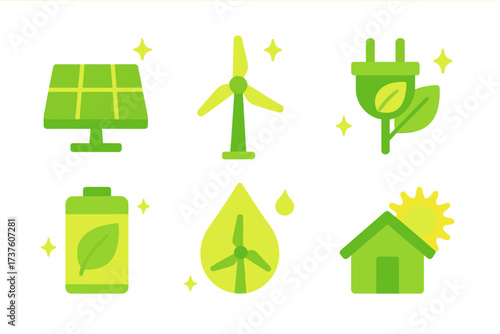 Green energy icons collection
