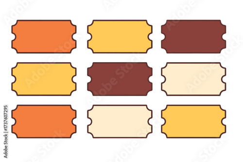 Colorful ticket shapes in a grid layout