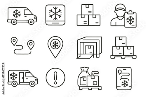 Notification compartment warehouse dock van alert vector goods parcel icon refrigerated