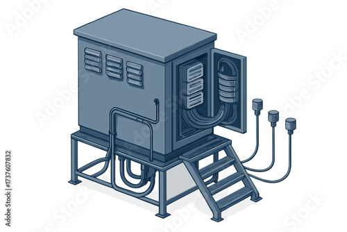 Industrial control box with pipes and connections