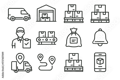 Tracker pallet vector van warehouse driver app delivery icons icon notification cargo