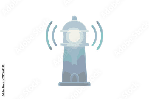 Stylized lighthouse emitting light waves