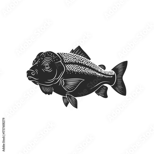 Black and White Silhouette of a Fish.