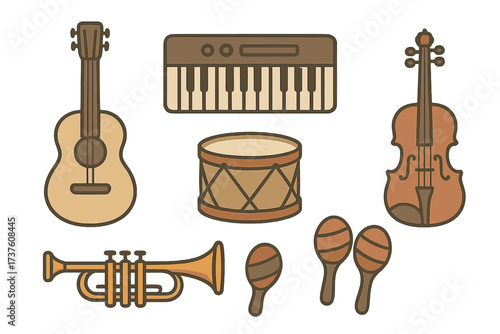 Collection of musical instruments illustration