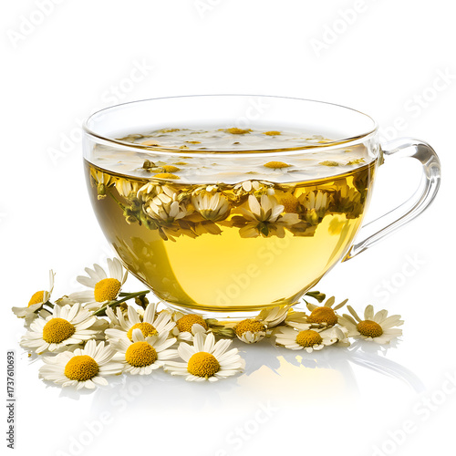 Soothing Herbal Infusion – Chamomile Tea with Floating Flowers