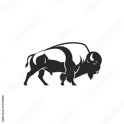Majestic Bison Silhouette Icon.
