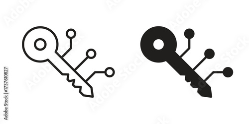 Digital key icon art in black and white