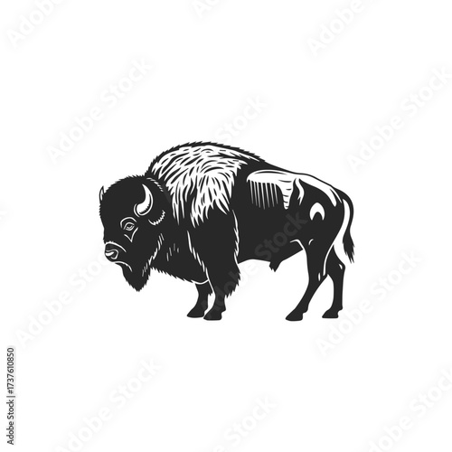 Majestic Bison Silhouette Vector Art.