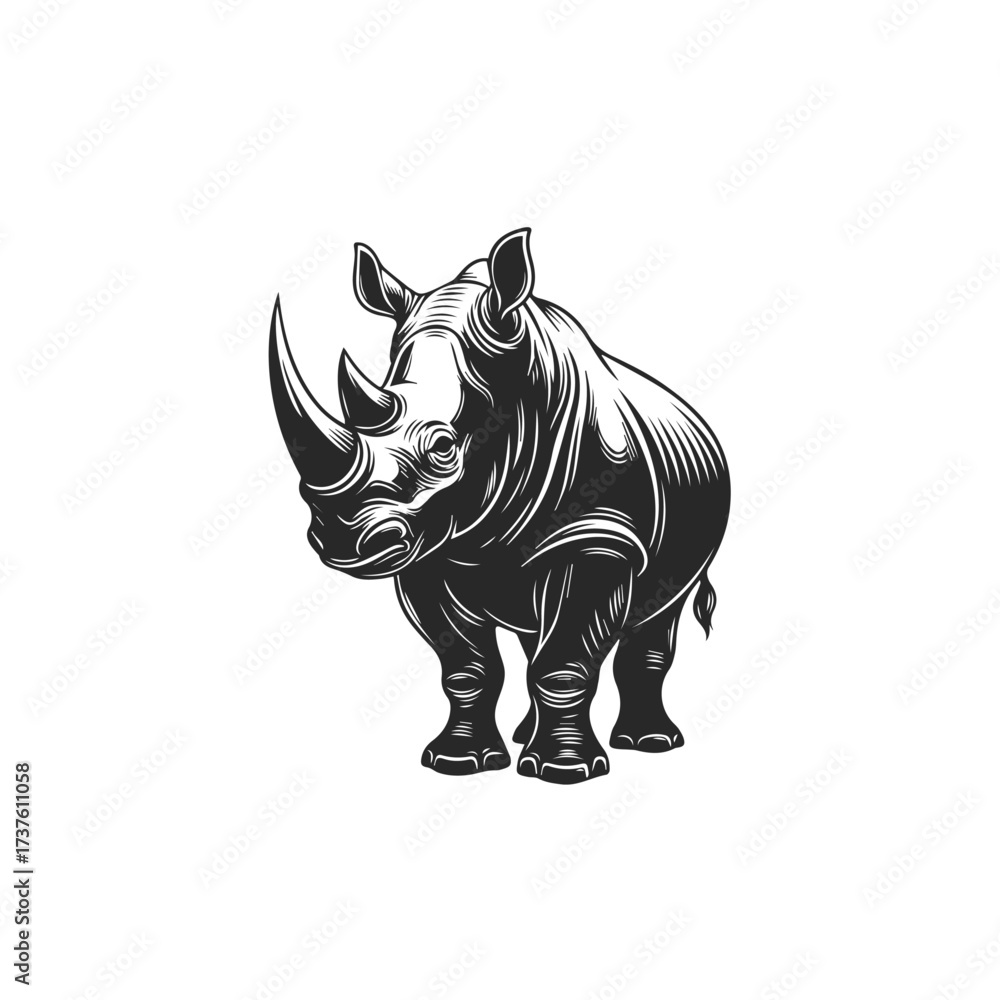 Fototapeta premium Majestic Rhinoceros Silhouette Illustration 1.