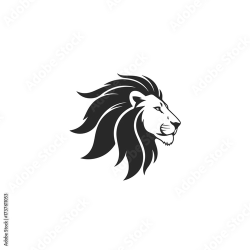 Majestic Lion Head Silhouette Logo Design.