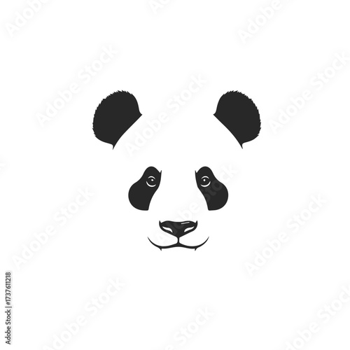 Minimalist Panda Face Silhouette Icon.