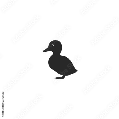 Silhouette of a Cute Duckling Standing 1.